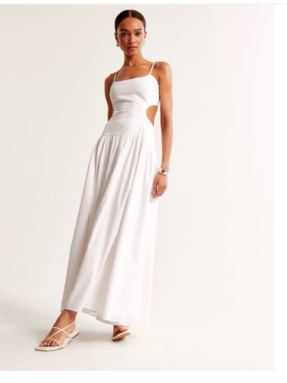 Abercrombie & Fitch White Cutout Spaghetti Strap Maxi Dress